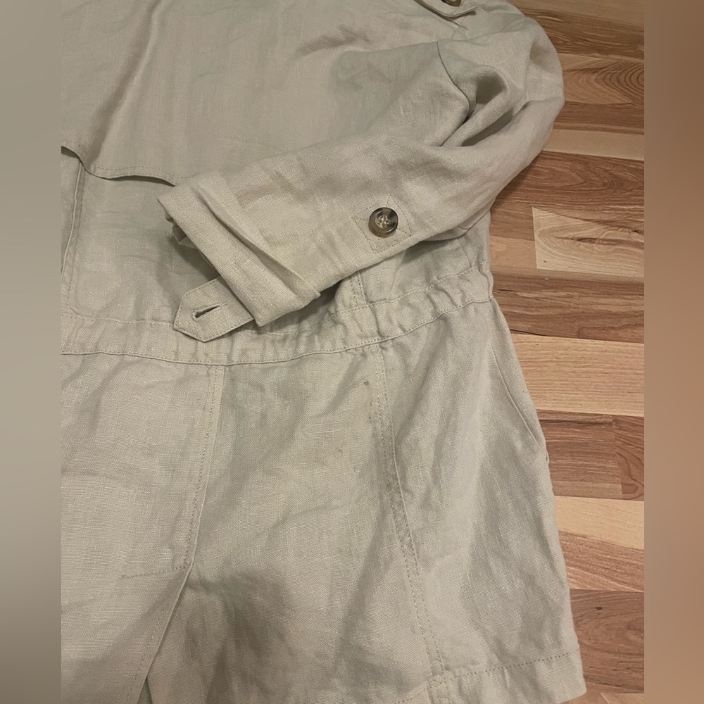 Cream Linen Trench Jacket - Picture 4 of 5